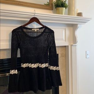 Boho Crocheted Tunic with Bell Sleeves
